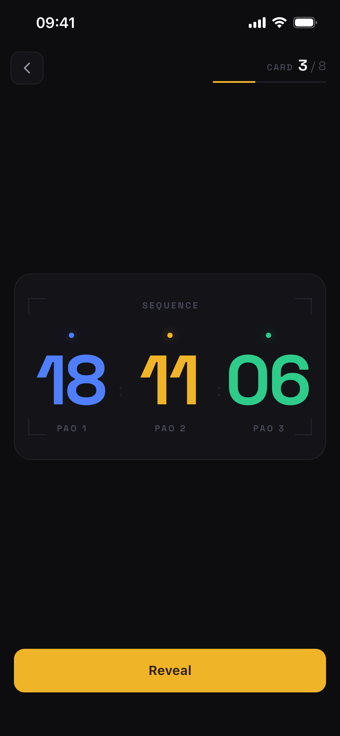 Sequence training screen